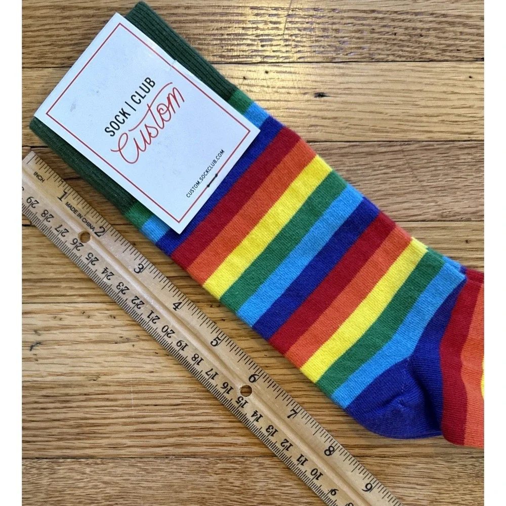 Custom Sock Club-  multicolor Stripe cotton blend socks crew socks-New with Tags